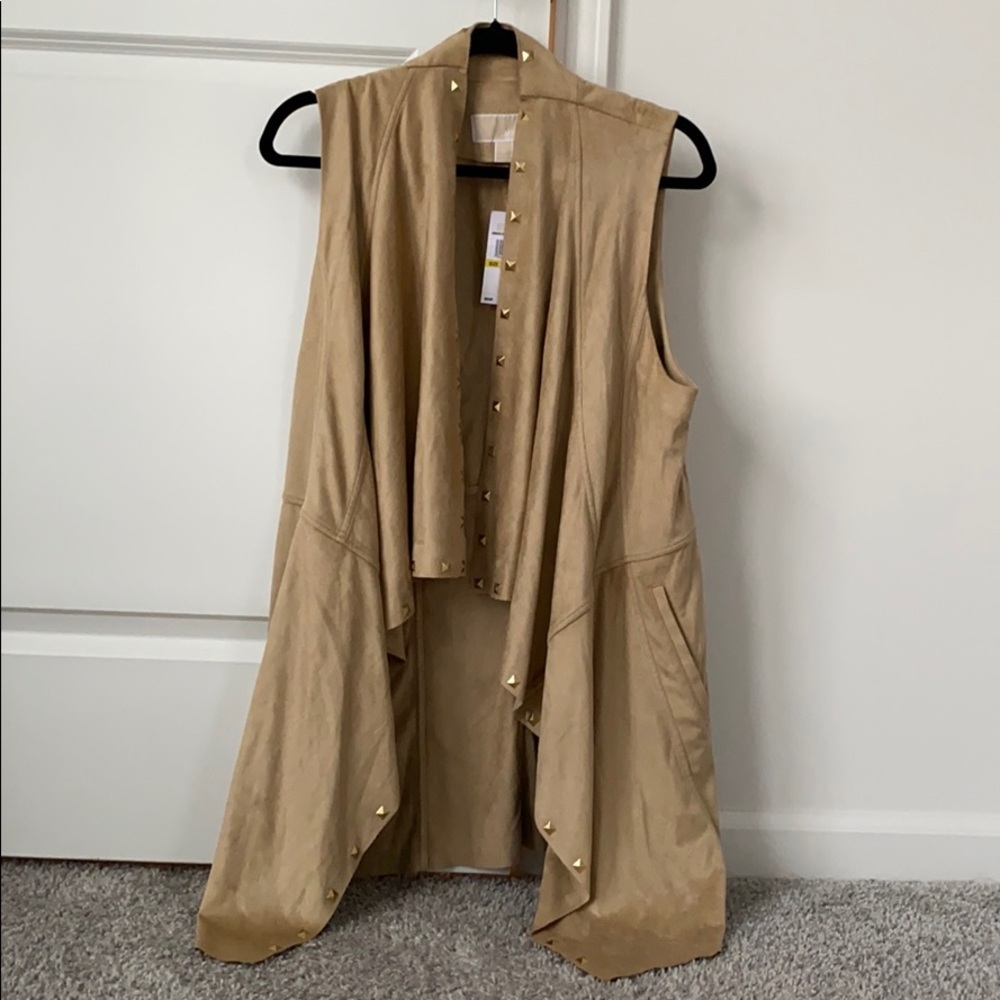 NWT Michael Kors gold suede draped cardigan vest